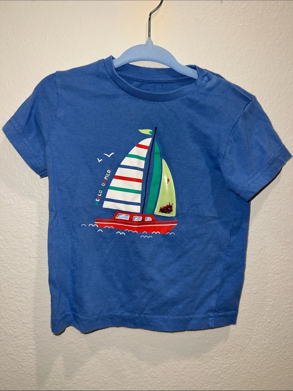 Blue Kids Sailboat Graphic Tee - Unbranded